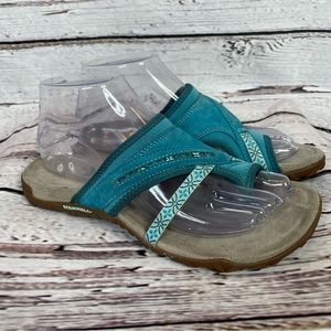 Merrell Teal Blue Terran Post Suede Leather Sandal Women’s 7